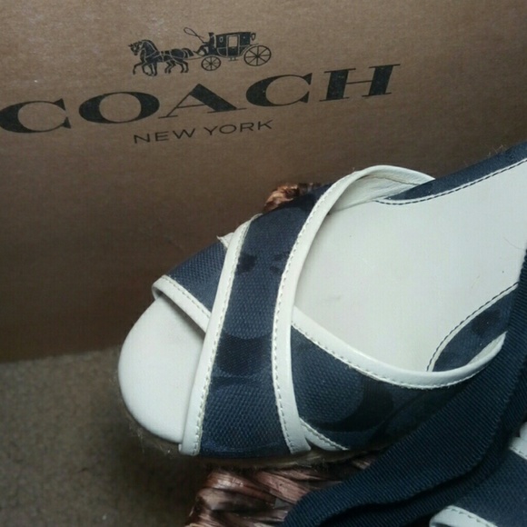 Coach sandals w a wedge. Fits like a (5 1/2) SM 6 - Picture 2 of 7